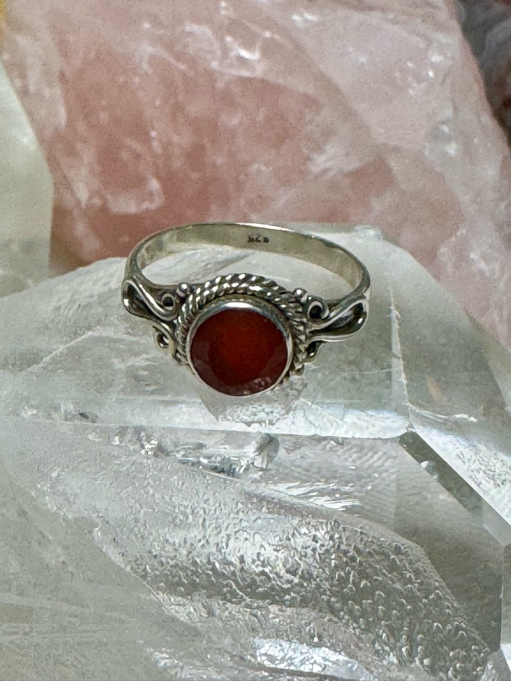 Carnelian Sterling Silver Gemstone Ring - Red